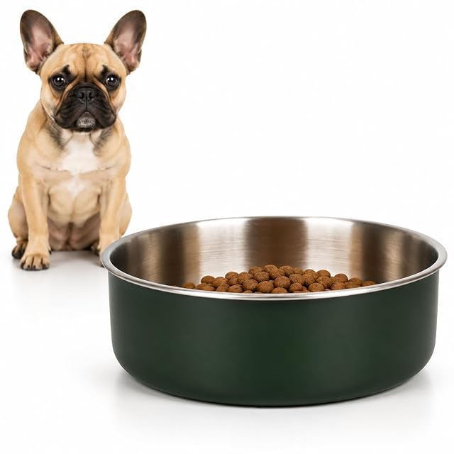 comedero Perro - comedero Yumi Verde de Acero Inoxidable - Antideslizante y Apto para lavavajillas - 680ml