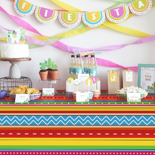 Image of Hxezoc Cinco De Mayo Printed Tablecloths, 54 x 108 Inch Disposable Plastic Table Cover for Mexican Holiday Decorations Outdoor Indoor Party Supplies