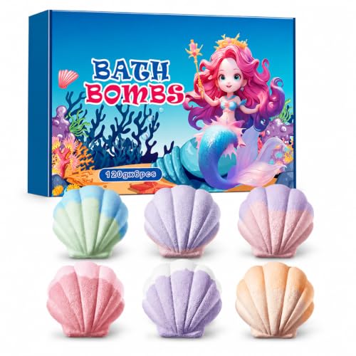 Seashell Bath Bombs Gift Set 6 Pack Lavender Rose Orange Blossom
