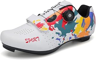Hixingo Cycling Shoes Mens Womens MTB Bike Shoes Fashion Graffiti Unisex Sneaker Outdoor Breathable Road Mountain Shoes, SPD/SPD-SL Compatible, Assisted Sports Shoes