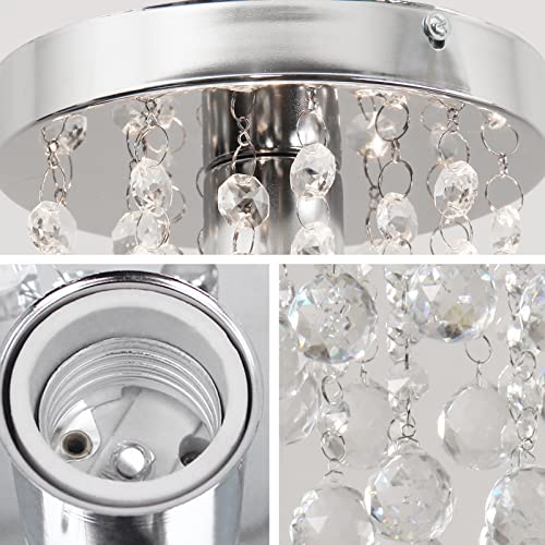Dixun Modern Mini Chandelier Crystal Chandelier Lighting Flush Mount Ceiling Light Fixture Chandelier Light For Hallway Passway Bedroom Living Room Bathroom(Silver) #TOP6