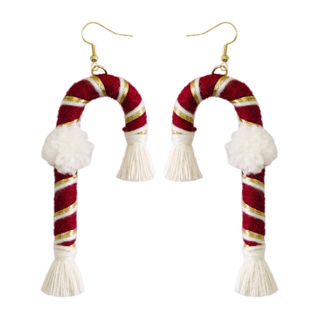 SECRET DESIRE Weave Earrings Christmas Series Bohemian Santa Gifts For Festive Women Red Cane