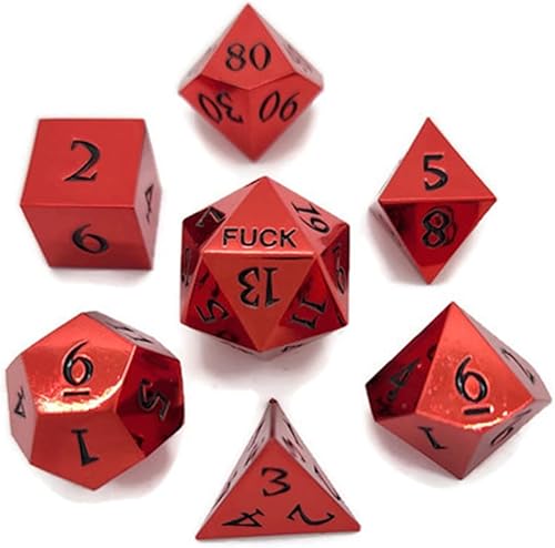 Miniatura 1 de Juego de dados de metal D20 F Critical Fail de 20 caras con números DND, juego de rol, Calabozos y Dragones D&D, negro, plomizo, plateado, rojo,