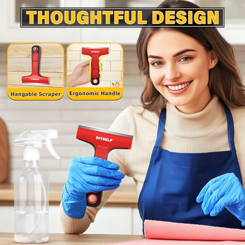 DIYSELF 1 Pack Razor Blade Scraper, Razor Scraper for Cleaning Stove Top, Cooktop, Oven, Glass Scraper, Paint Scraper, Scraper Tool Kitchen, Window Scraper with 10 Extra 4-Inch Razor Blade - Image 3