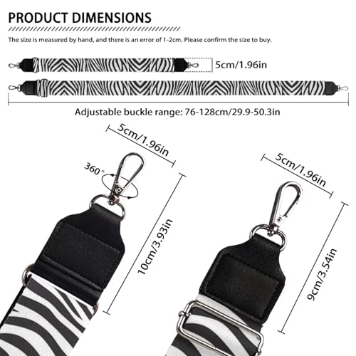 Image of GLENLCWE Zebra Print Purse Strap Wide Replacement Crossbody Bag Straps, Adjustable Canvas Handbag Shoulder Strap Tote Belt
