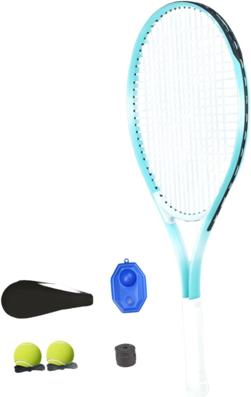 Tennis Racket Set Tennis Training Equipment Professional Gift Recreational with Tennis Trainer Rebound Balls for Beginners, Blue