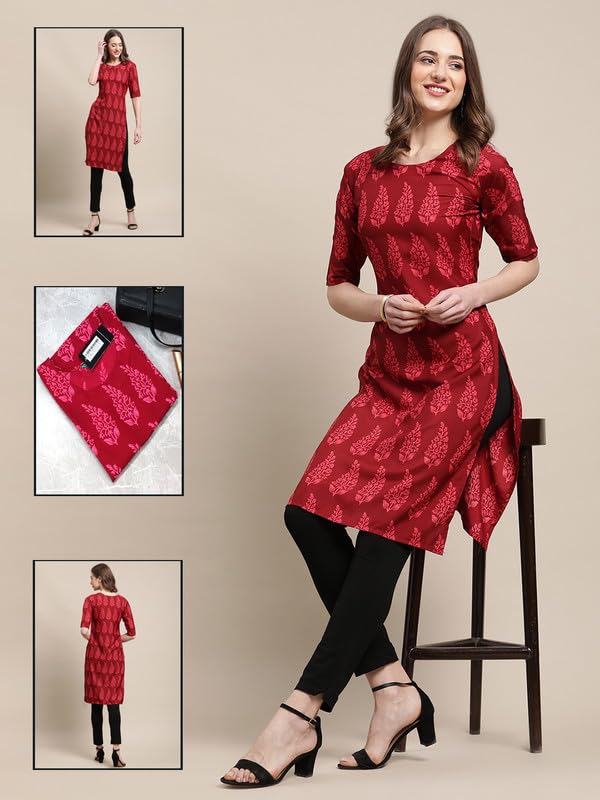 Image of Pinkmint Printed Kurti for Women's ll Straight Kurtis for Women's ll Stylished Kurti (Pack of 6)