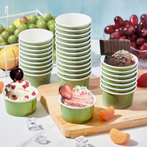 Image of Maxdot 60pcs 3oz Dessert Cups, Disposable Ice Cream Cups, Paper Frozen Yogurt Bowls, for Hot and Cold Foods, Suitable for Gelato or Mousse