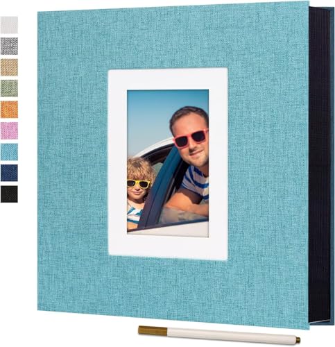 Raoendis アルバム 貼るタイプ 黒台紙 20枚40ページ L判サイズ200枚収納 DIY L/KG/2L/A4写真収納 手作り フォトアルバム フリー台紙 フォトブック リネン 赤ちゃん 結婚祝い 出産祝い 子供 ベビー 記念日 結婚式 簡単 収納 可愛い