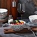 Lorren Home Trends Bone China 16-Piece Dinnerware Set, Floral Pattern with Blue and Red, Microwave and Dishwasher Safe, Service for 4