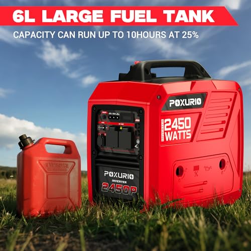 Image of 2450 Watt Inverter Generator, 120V Gas Powered Generator Super Quiet, RV Ready /EPA for RV, Camping and Home,Red