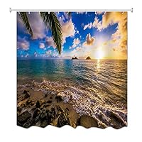 A.Monamour Beach Pier Shower Curtain - Waterproof Fabric, 60x72 Inches, Blue Ocean Landscape Print - View #7
