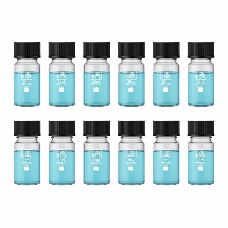 Bello 12pcs-20ml Clear Glass Vials Culture tube with Screw Caps Glass Sample Vial with PE Stopper, Leak-Proof Glass Bottles Containers for Cosmetics Perfume Making Lab Laboratory culture tube-image-38