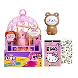 INCREDITOYZ Little Live My Really Real Talking Bird Toy & Cage (Pink Rosie) with 295+ Sticker Book and Cute Squishy Toy Bundled Gift Set - Interactive Voice Repeating for Kids 5-7