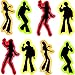 12 Pieces Retro 70s Silhouettes Dance Silhouettes Cutouts Disco Silhouette 80's Vintage Party Supplies Wall Stickers for 70s 80s Theme Party