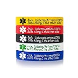 MZZJ Custom Engraving Medical Alert ID Health Silicone Bracelet Allergy ID Food Drug Allergy Bracelet,100% Silicone Rubber ID Bracelet Band,5.5'