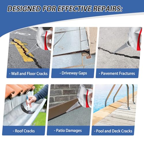Image of Asphalt Crack Filler, Self Leveling Asphalt Crack Sealant, Driveway Repair Sealer, Concrete Joint Filler for Slabs, Blacktop, Driveway,Walkway, Road,Patio(6 Pack,Black)