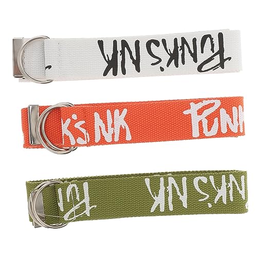 3pcs Canvas Waist Belt for Students Double Buckle Stylish Apricot Fashion Accessory for Jeans and Trousers