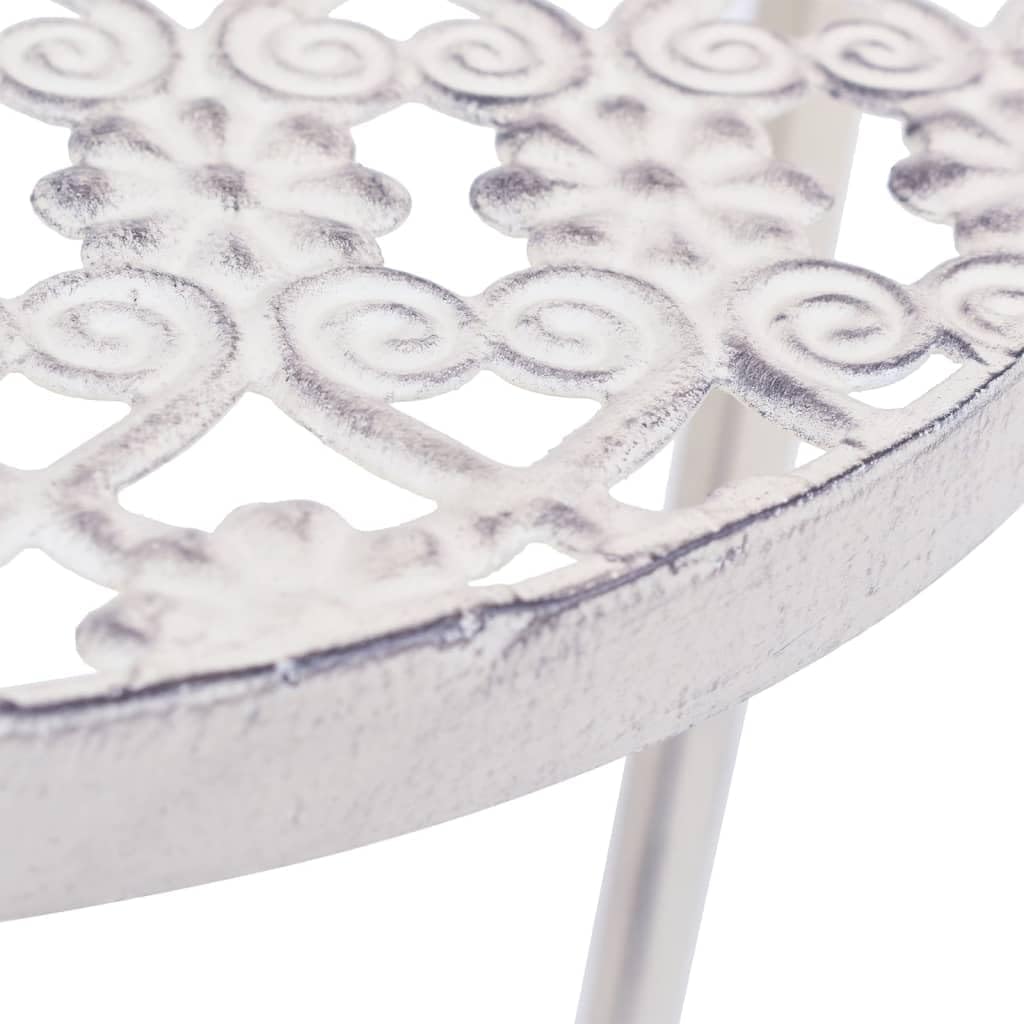 vidaXL Plant Stand Antique White Metal Medium Stackable Plant Stand