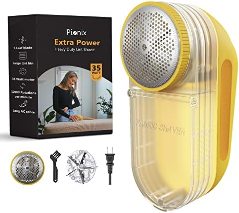 Pionix Extra Power Lint Remover Fabric Shaver - 35W w/ Strong Suction Sweater Lint Remover Shaver, 2-Speed Setting Lint Shaver - Clothes Shaver Lint Remover, Fabric Shaver Fuzz Remover for Furniture