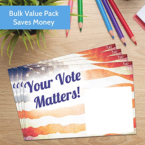 T Marie 100 Bulk Get Out The Vote Postcards 4X6” - Patriotic Red, White And Blue American Flag Vintage Theme With Blank Back For Message To Voters - Encourage Voting In Your State #TOP3