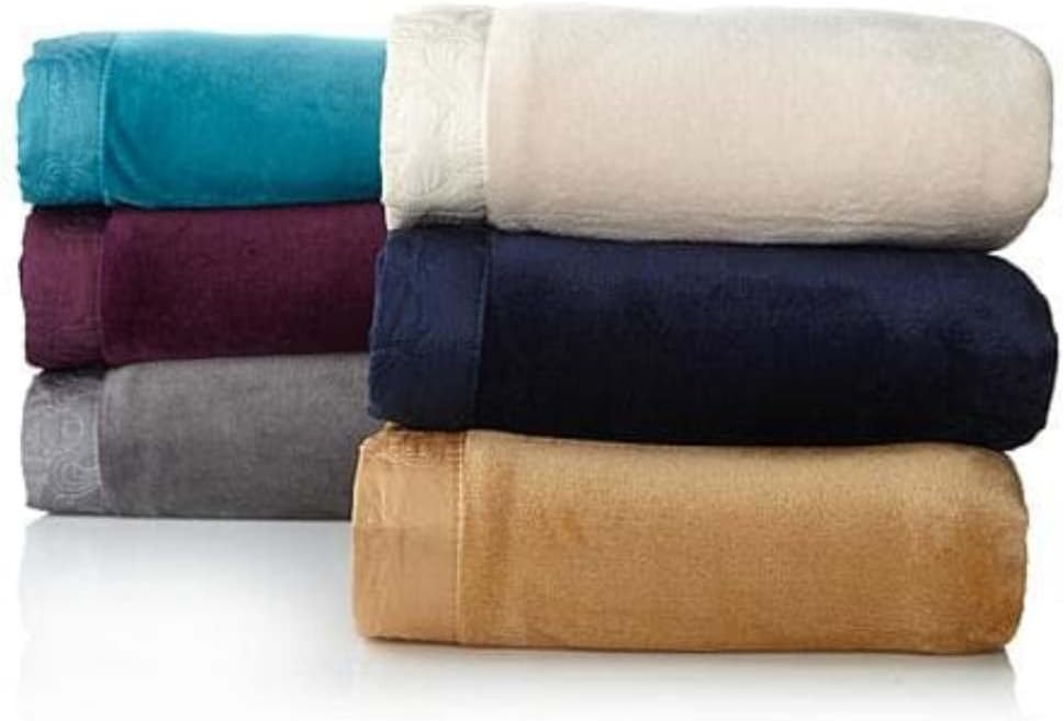 Highgate Manor Velvety Plush Satin Trim Blanket - Cerulean - Full/Queen
