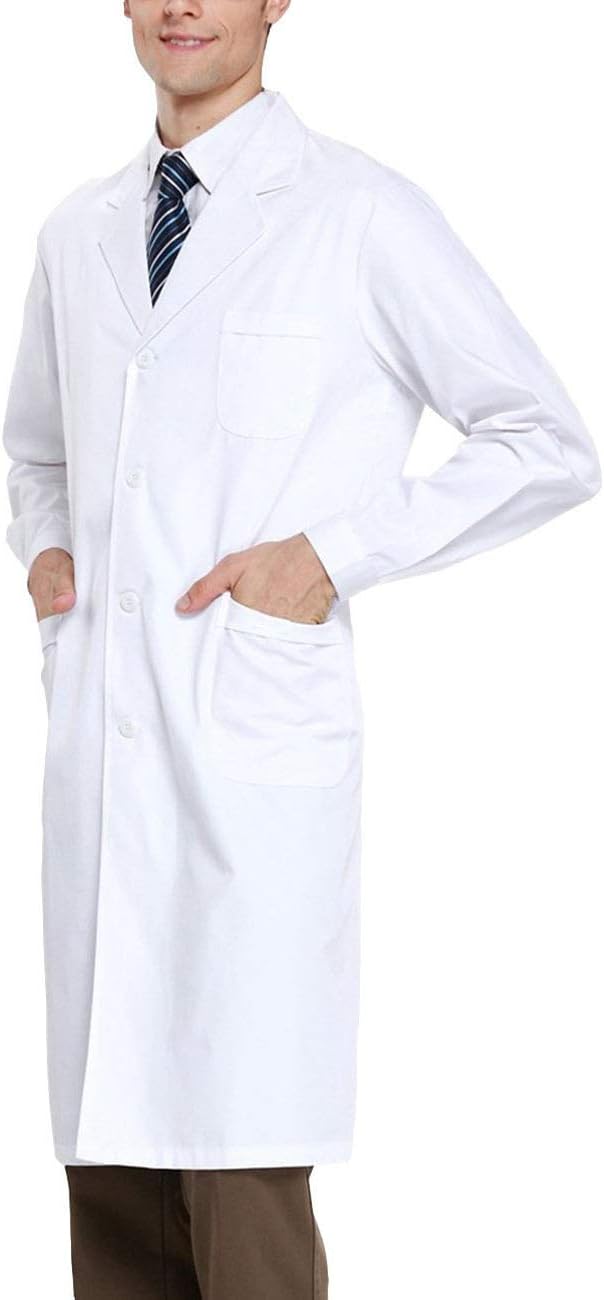 Feynman Men White Lab Coat Medical Doctors Wear Coat