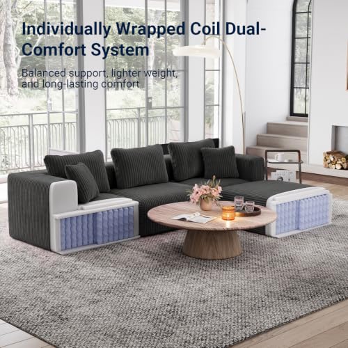 Image of Avenco 106-inch L-Shaped Modular Sectional Sofa Couch with Ottoman