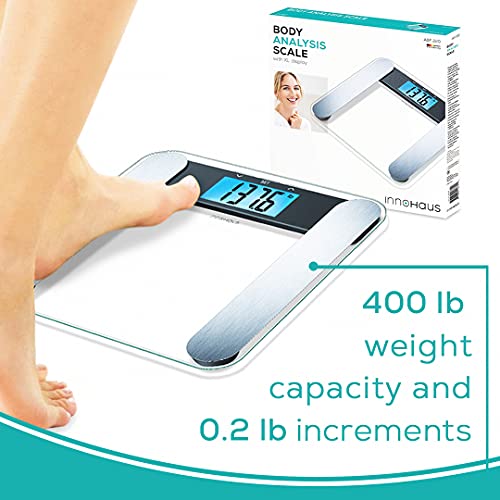 Innohaus Body Fat Analyzer Scale Bmi, Multi-User & Recognition, Digital Weight Scale, Xl Lcd Illuminated Display, Abf220, Silver #TOP6