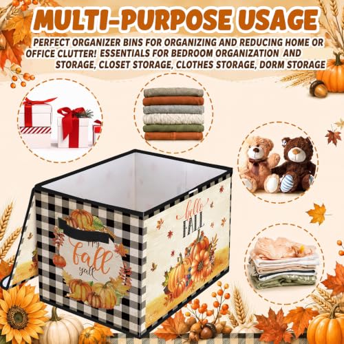 Image of Briwooody Fall Pumpkin Storage Bin with Lid and Carrying Handle Storage Box