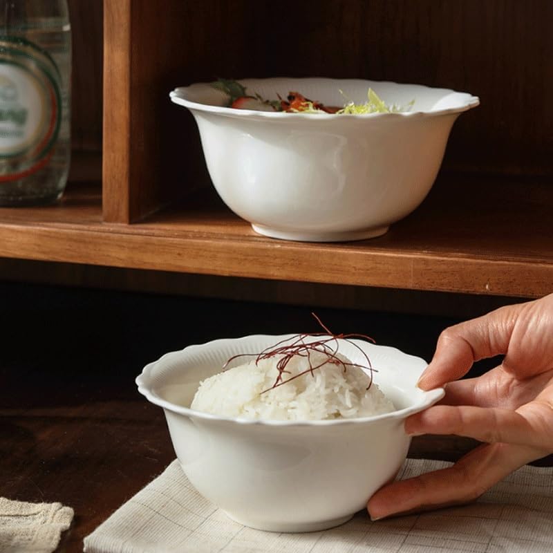 Embroidered Fruit Salad Bowl Ceramic Household Rice with Engraved Underglaze Painting