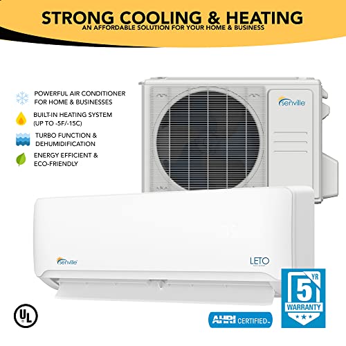 Senville Leto Series Mini Split Air Conditioner Heat Pump, 9000 Btu 110/120V, Works With Alexa, White #TOP3