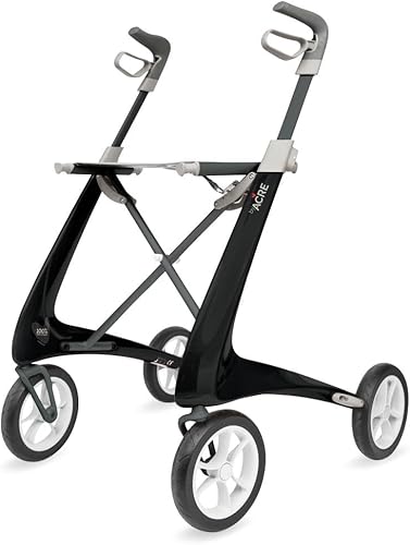 byACRE Andador Rollator ultraligero de carbono con bolsa organizadora, pista regular, asiento de 16.5" x 24" pulgadas (ancho x alto), negro