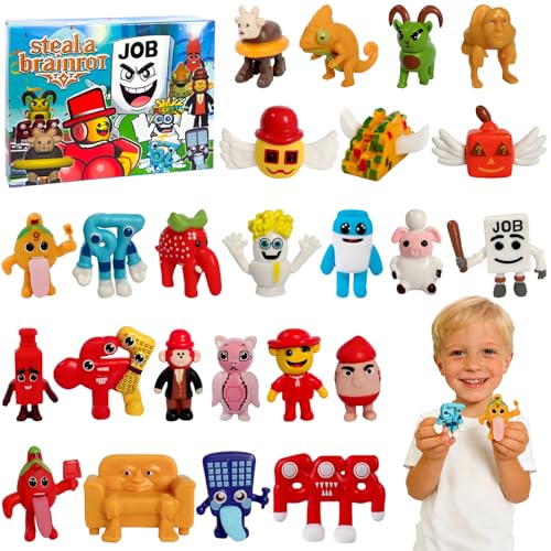 Hyhuiyin 24 Pcs Steal A Brainrot Action Figures Set with Box Steal a Brainrot Collectible Toys Funny 67 Strawberry Elephant Figures for Kids & Adults Creative Desk Decorations Gifts for Fans Friends
