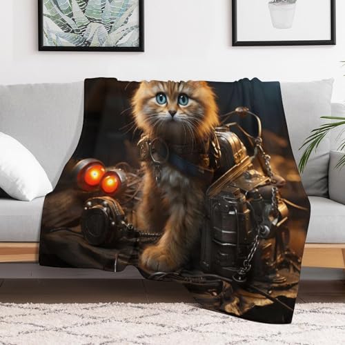 Couvre-lit chat impression 3D de qualité supérieure en flanelle légère - 3