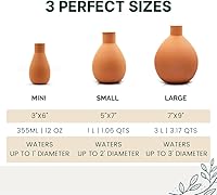 Vista 3 de Olla Mini Juego de 2 Olla de riego con tapa Sistema de riego Olla con ollas de riego de arcilla Terra Cotta Ollas de riego automático durante