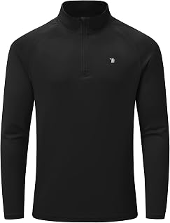 YSENTO Mens Running Sports Gym Tops Quick Dry Golf Hiking Tops Long Sleeve UPF 50+ UV Protection Polo Shirts(Black,3XL)