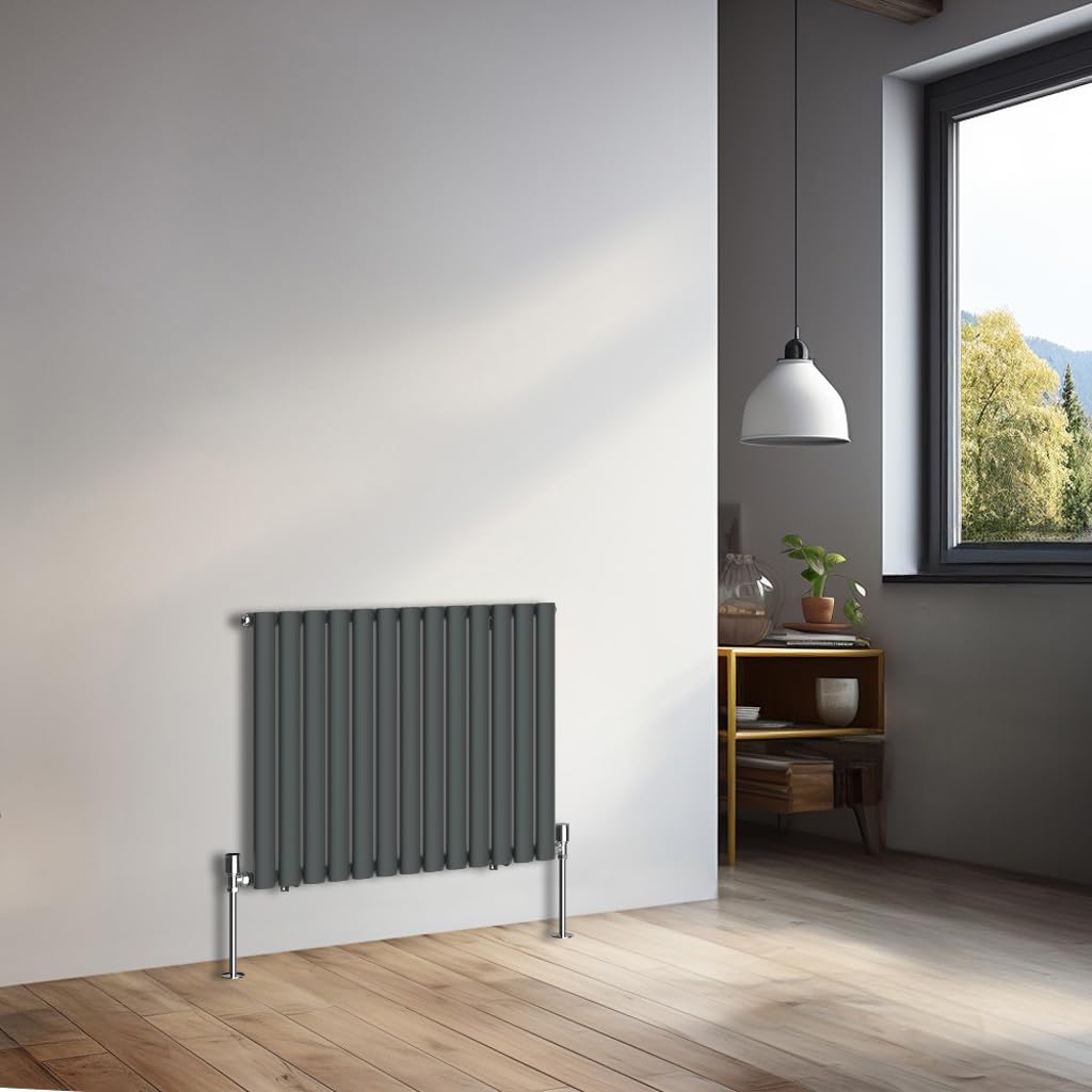 NRG 600x767mm Horizontal Oval Single Panel Radiator Heater Column Radiator Central Heating Radiators Anthracite — image 1