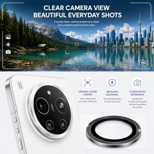 Image of FIRST MART Silver Camera Ring Guard Protector for Xiaomi 17 Ultra | Tempered Glass with Metal Alloy Rings, HD Clear, Scratch Resistant, Case-Friendly | Pack of 1