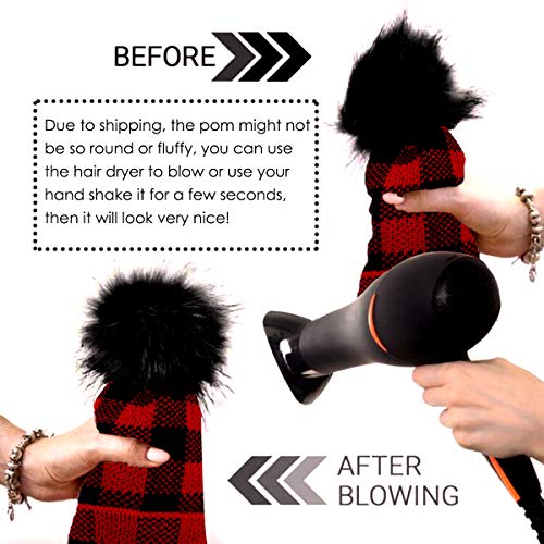 Famkit Parent-Child Hat, Christmas Matching Hat For Mother Kid Winter Pompom Beanie Hat Knit Plaid Hat (For Kid) #TOP5