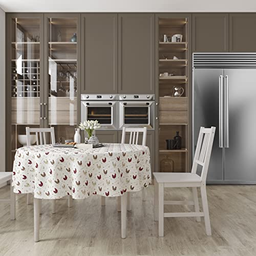 Cackleberry Home Farmhouse Chicken Fabric Tablecloth 100% Cotton, 60 X 84 Oval #TOP1