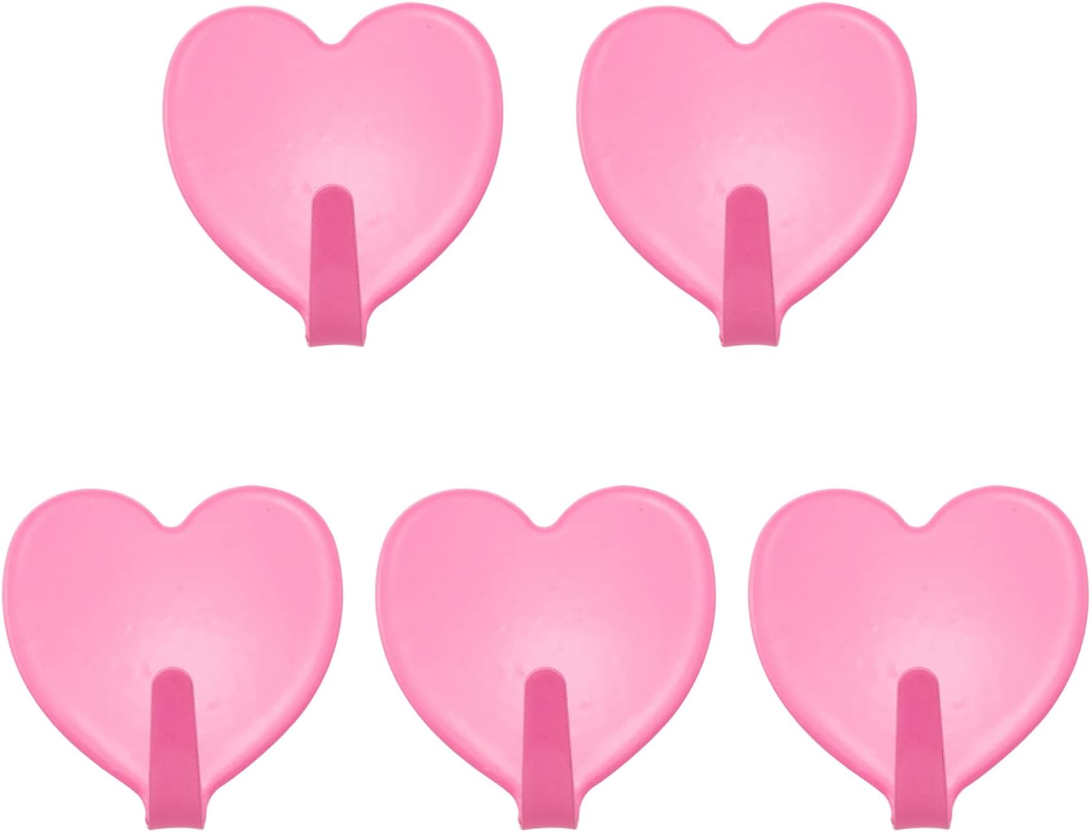 5PCS Stainless Steel Heart-Shaped Hook Coat Hooks Wall Mounted Coat Rack Closet Hooks Heart Shaped Multifunctional Self Adhesive Door Hook, Red