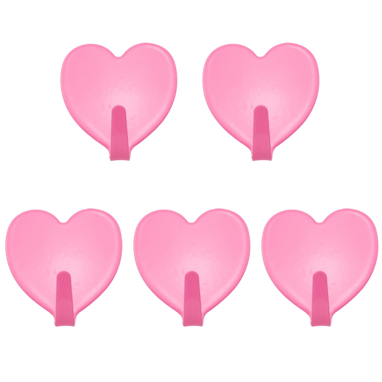 5PCS Stainless Steel Heart-Shaped Hook Coat Hooks Wall Mounted Coat Rack Closet Hooks Heart Shaped Multifunctional Self Adhesive Door Hook, Red