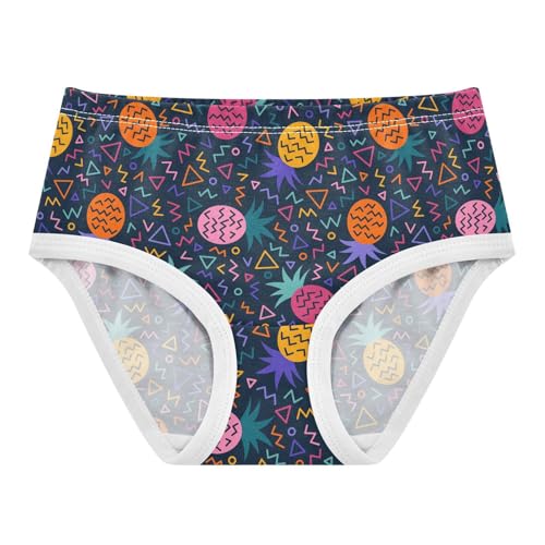 Little Girls' Soft Cotton Underwear Kids Breathable Comfort Retro Pineapple Panties Briefs Toddler