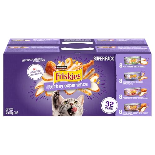 Purina Friskies Turkey Experience Wet Cat Food Super Pack 32 x 156g Cans, Brown (44338) image 1