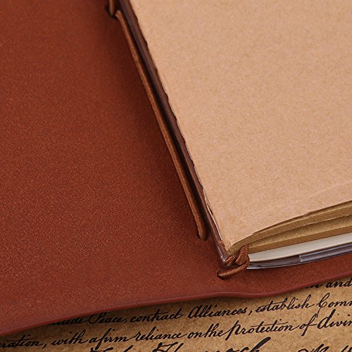 Hztyyier Classic Travel Notebook PU Leather Personalized Journal Diary Refillable Notepad for Men Women 5 Colors Optional(Brown) - Image 4