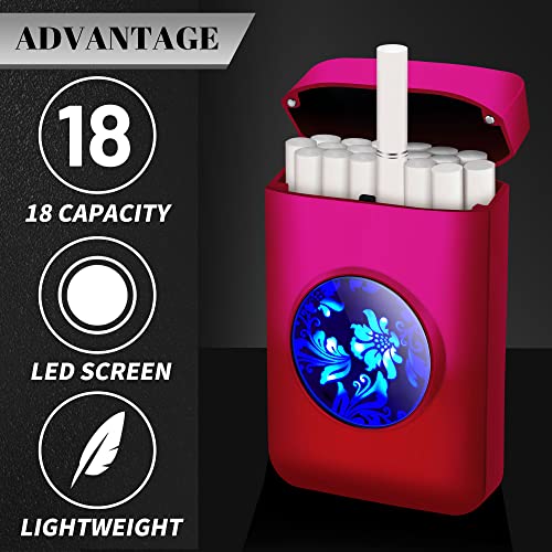 x-lighter XL666 Cigarette Case with Lighter, Valentines Gifts for Her, 18pcs 84mm King Size Cigarettes Holder, Smell-Proof, Father\'s Day Gift for Men dad