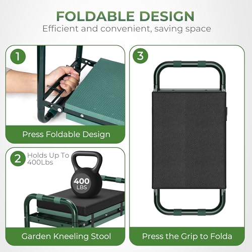 Image of Walensee Garden Kneeler and Seat, with Wider Soft Kneeling Pad & Tool Pouch