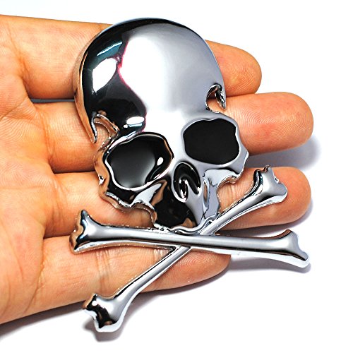 2 unds pegatinas 3D calavera plateada para motos cascos bicicletas coches de...