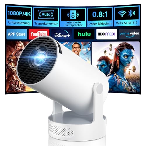 #VerdientProvisionen<br>Mini Beamer Smart Projektor 4K/1080P Unterstützt Neueste Apps WiFi 6 Bluetooth 5 4 Auto Screen Trapezkorrektur Niedriges Rauschen Ultrakurzdistanzbeamer bietet großes Bild im kleinen Raum